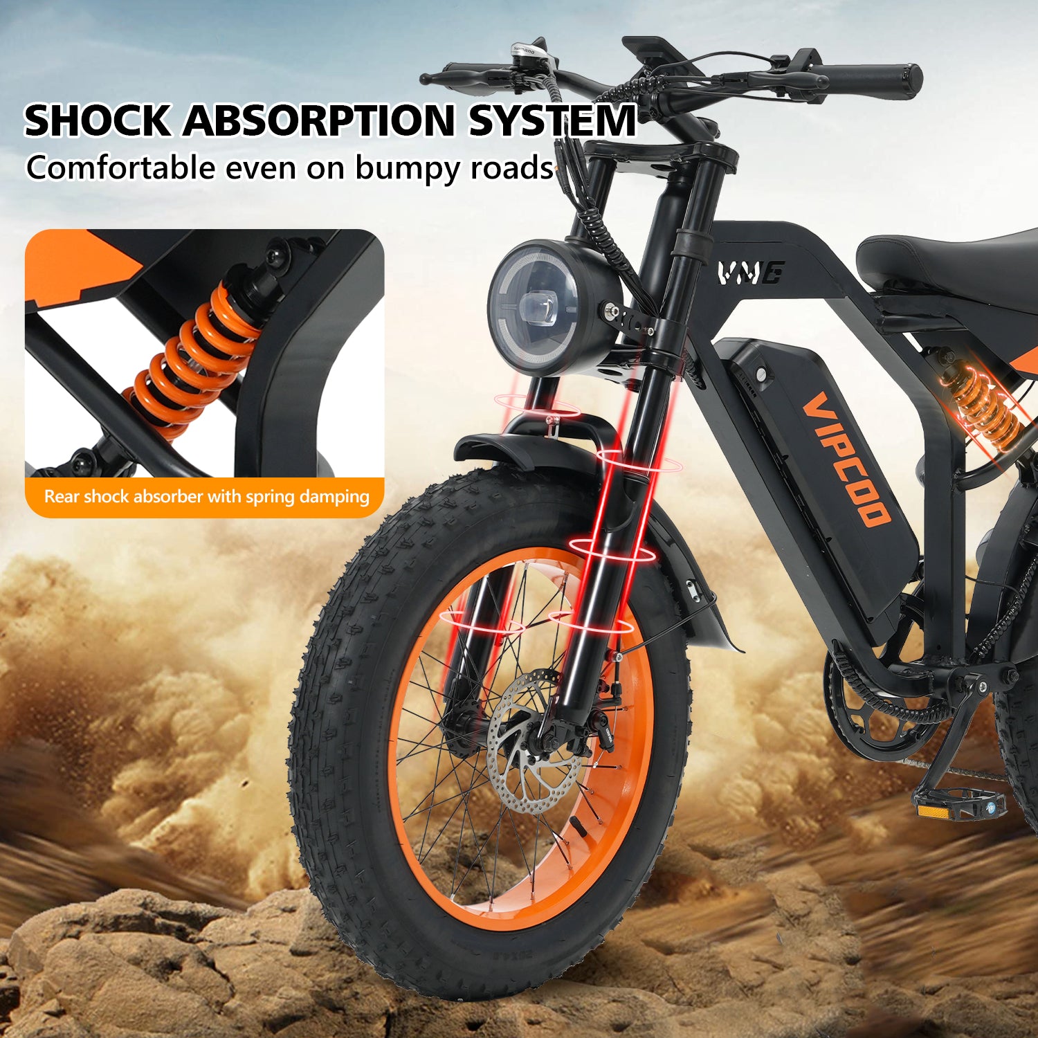 VIPCOO VM6 Fat Tyre Electric Bike 48V 18.2Ah | 20" All-Terrain E-Bike